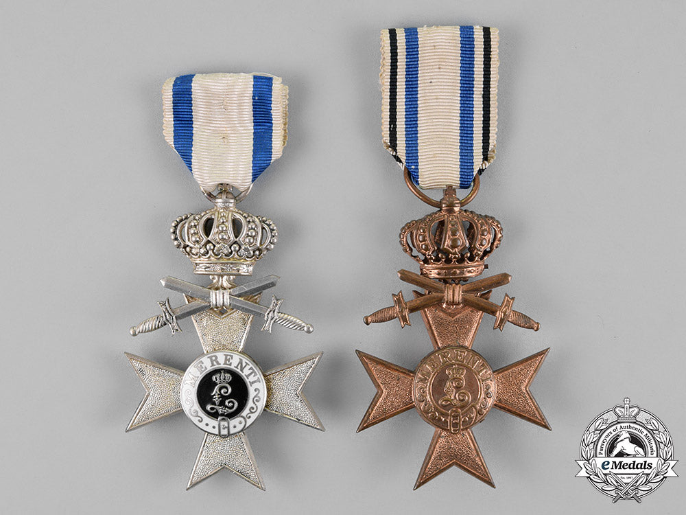 bavaria,_kingdom._two_military_merit_crosses,_crown&_swords,_c.1917_c18-018709
