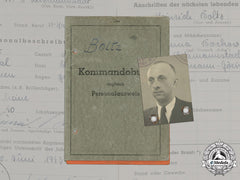 Germany, Ss. A Kommandobuch To Ss-Hauptsturmführer Heinrich Boltz Of Volksdeutsche Mittelstelle