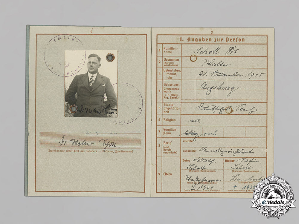 germany,_heer._a_wehrpaß_and_health_book_to_gefreiter_dr._walter_schott,_discharged_due_to_abnormal_mental_condition_c18-021036