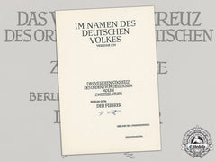 Germany, Nsdap. A Mint And Unissued Order Of The German Eagle 2Nd Class Award Document In Original Folder