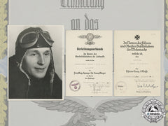 Germany, Luftwaffe. The Award Certificates Of Pilot/Observer Unteroffizier Werner Trümper, Mia (Front Flying Clasp In Gold With Pendant)