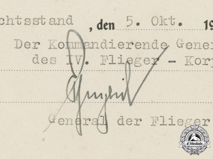 germany,_luftwaffe._the_award_certificates_of_pilot/_observer_unteroffizier_werner_trümper,_mia(_front_flying_clasp_in_gold_with_pendant)_c18-021127
