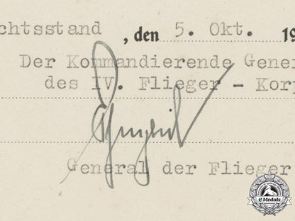 germany,_luftwaffe._the_award_certificates_of_pilot/_observer_unteroffizier_werner_trümper,_mia(_front_flying_clasp_in_gold_with_pendant)_c18-021127