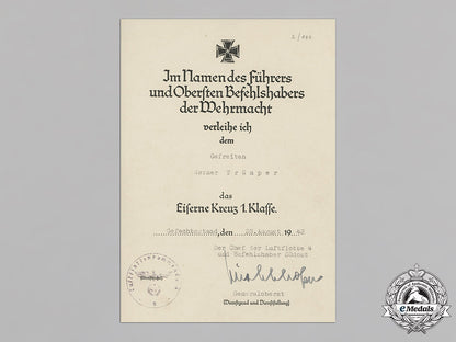 germany,_luftwaffe._the_award_certificates_of_pilot/_observer_unteroffizier_werner_trümper,_mia(_front_flying_clasp_in_gold_with_pendant)_c18-021130