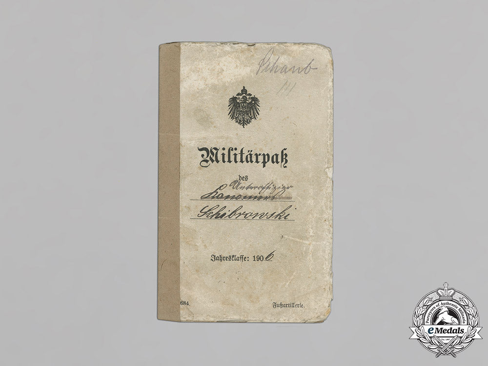germany,_imperial._a_militärpaß_to_artillery_nco_schibrowski(_ek2),1907_c18-021203