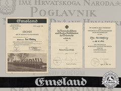 Germany, Heer/Rad. Award Documents & Emsland Cuff Title To Obergefreiter Karl Wehling, 1938-1943