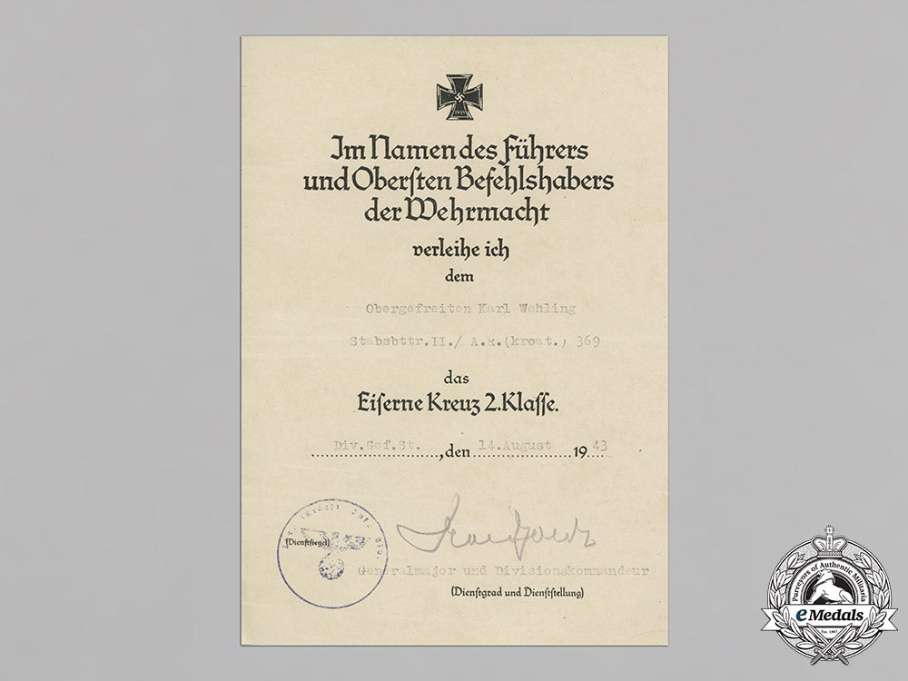 germany,_heer/_rad._award_documents&_emsland_cuff_title_to_obergefreiter_karl_wehling,1938-1943_c18-021248