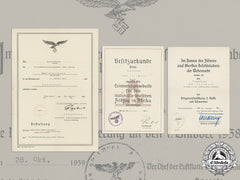 Germany, Luftwaffe. A Collection Of Award Documents To Feldwebel Elmar Hartmann (Afrika)