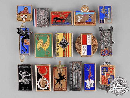 france,_republic._sixteen_french_military_overseas_service_insignia_badges_c18-025187_1_1_1_1_1_1_1_1