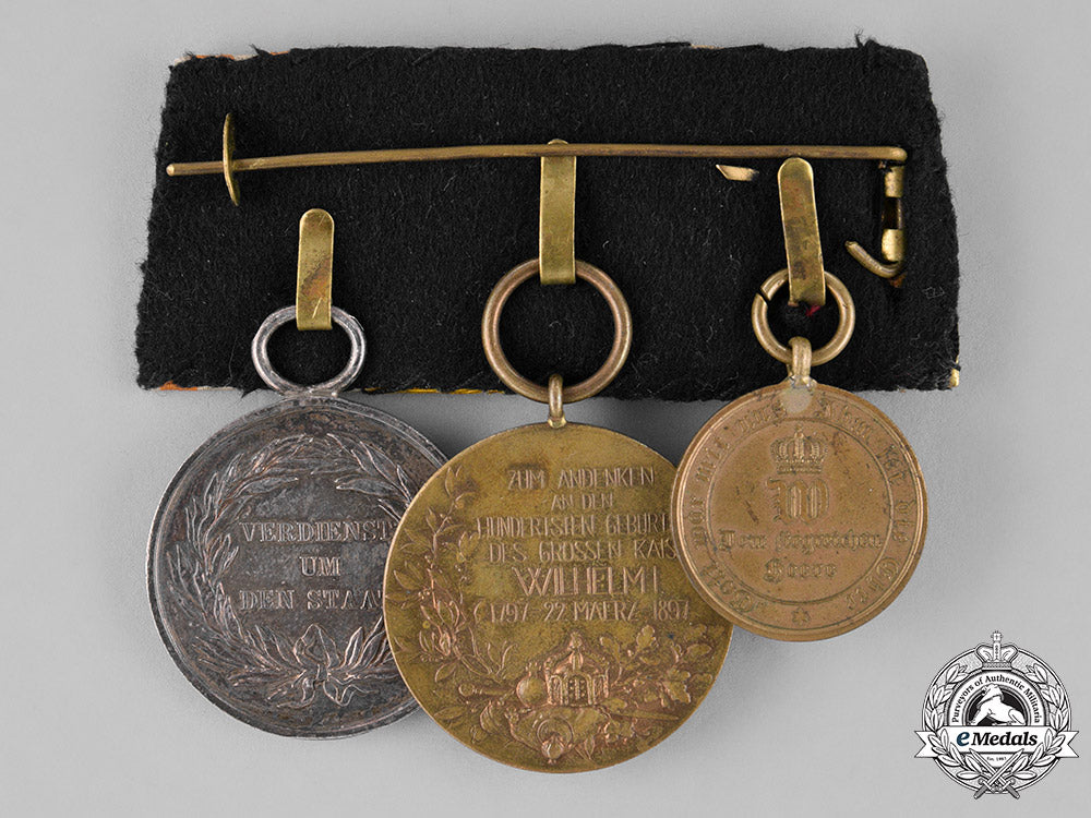 prussia,_state._a_medal_bar_with_three_medals,_awards,_and_decorations_c18-025553