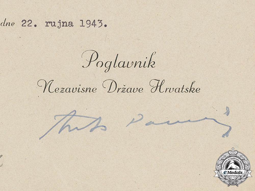 croatia._a_preliminary_award_document(_vorschlag),_to_oberstleutnant_josef_remold,_signed_by_a._pavelić_c18-032616