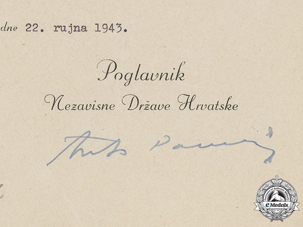 croatia._a_preliminary_award_document(_vorschlag),_to_oberstleutnant_josef_remold,_signed_by_a._pavelić_c18-032616