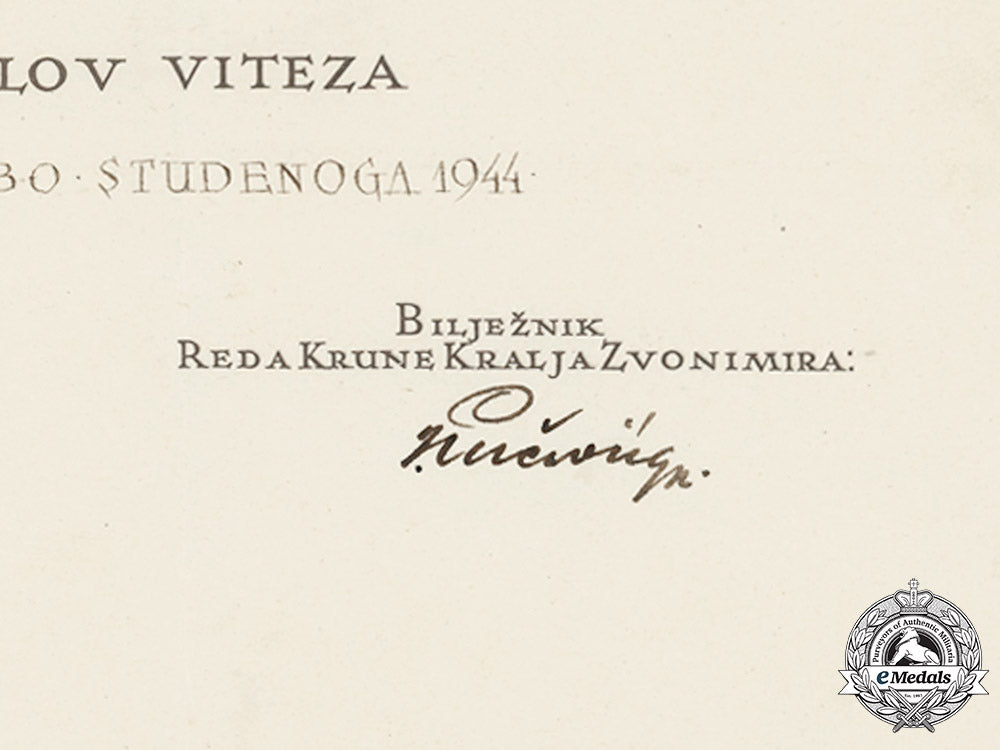 croatia._an_award_document_of_the_king_zvonimir_order,_grand_cross,_to_a_german_general_gerhard_hoffmann_c18-032628