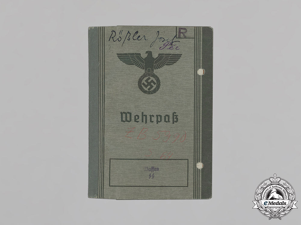 germany,_luftwaffe/_ss._a_wehrpaß_to_luftwaffe_signals_obergefreiter,_later_ss-_totenkopf_guard_in_kzs_mittelbau_and_sachsenhausen_c18-034252