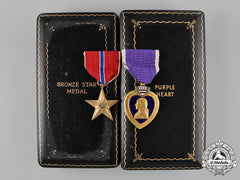 United States. A Second War Bronze Star Medal And Purple Heart, To Walter George Schacht, United States Army, Wounded During The Battle Of Metz, October 1944