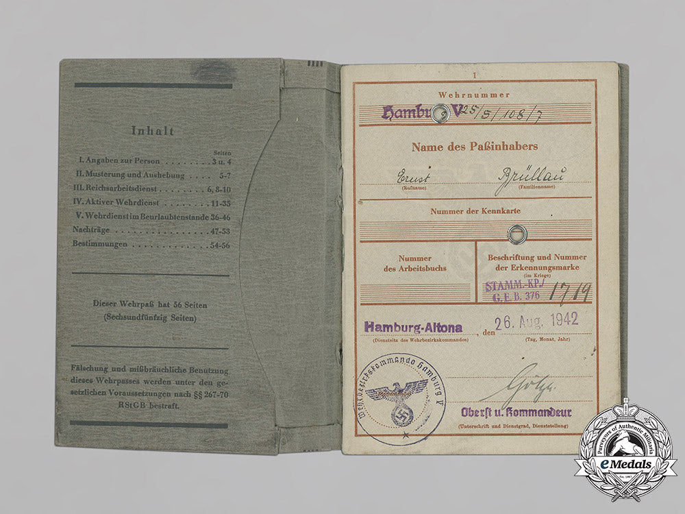 germany,_heer._a_wehrpaß,_health_journal,_and_grouping_of_documents_belonging_to_fahnenjunker-_feldwebel_der_reserve_ernst_brüllau_c18-035792