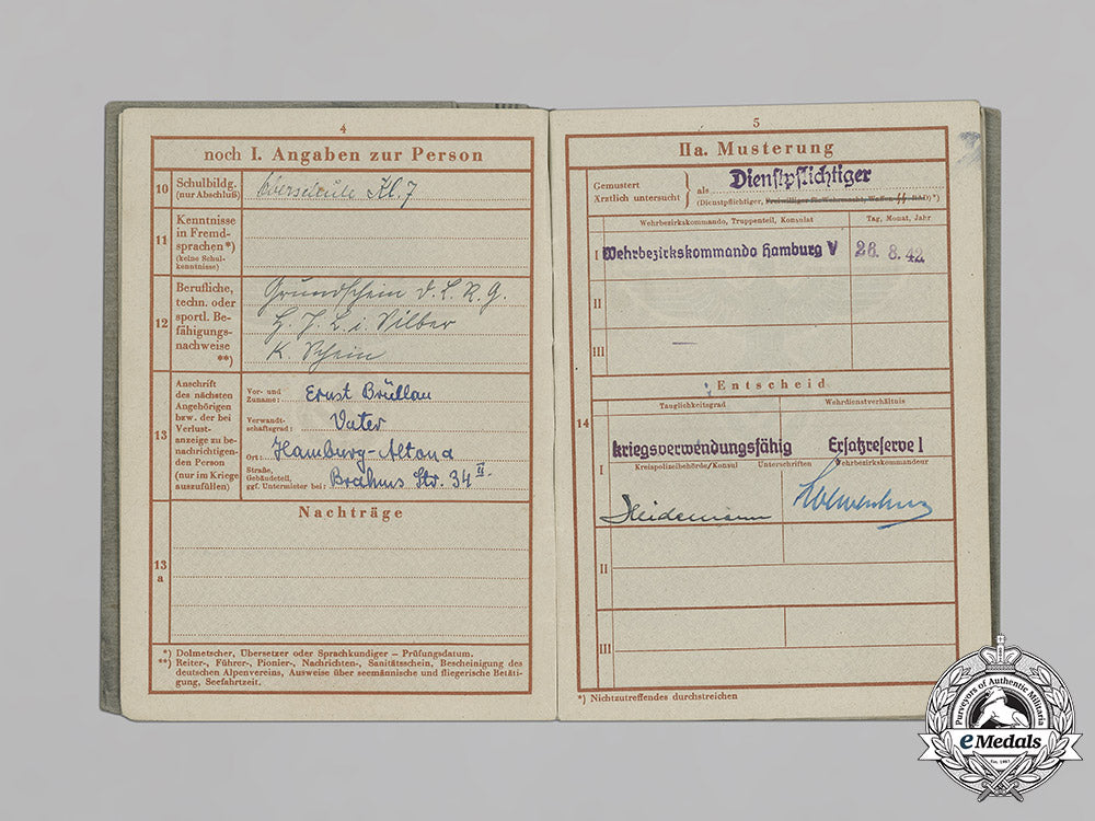 germany,_heer._a_wehrpaß,_health_journal,_and_grouping_of_documents_belonging_to_fahnenjunker-_feldwebel_der_reserve_ernst_brüllau_c18-035793