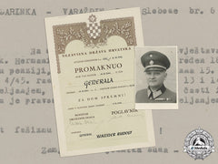 Croatia. A Unique General's Promotion & Death Confirmation Document To General Of Jewish Ancestry