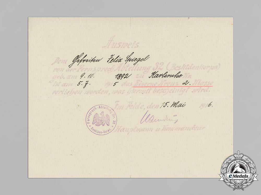 germany,_heer._the_first_and_second_war_award_documents_of_major_felix_spiegel_c18-037366