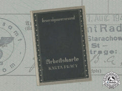Germany, Third Reich. A Work Card For Occupied Poland Belonging To Zygmunt Bryla