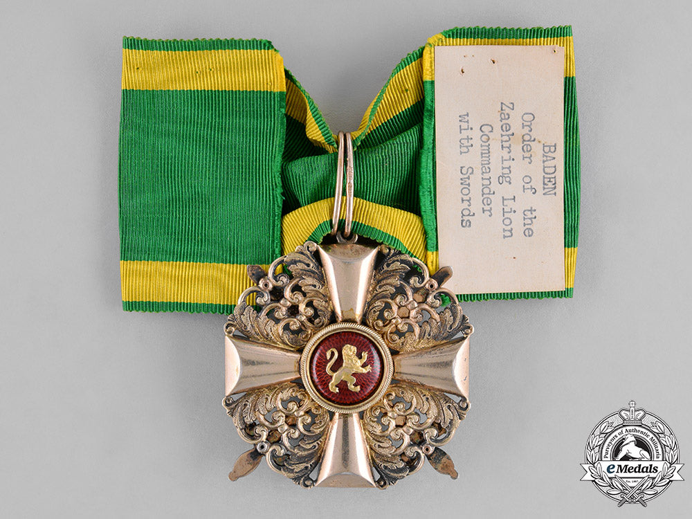 baden,_duchy._an_order_of_the_zähringer_lion,_commander's_cross_with_swords,_c.1900_c18-037663