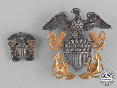 United States. A Pair Of United States Navy Officer’s Cap Badges