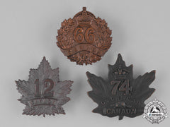 Canada. Three Infantry Battalion Cap Badges, C.1915