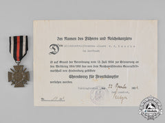 Germany, Imperial. An Honour Cross And Award Document To Alhard Von Dem Busche