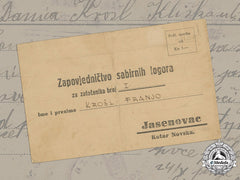 Croatia, Independent State. The Jasenovac Camp Correspondence Card