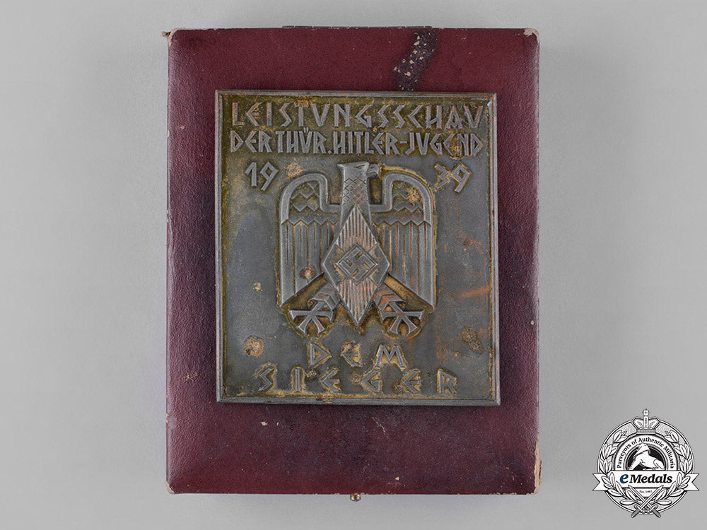 germany,_hj._an_award_plaque_for_the_performance_show_of_the_thüringen_hj,_with_presentation_case,_by_gustav_brehmer_c18-042929