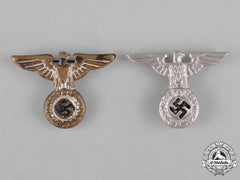 Germany, Nsdap. A Pair Of Early Pattern Political Cap Eagles