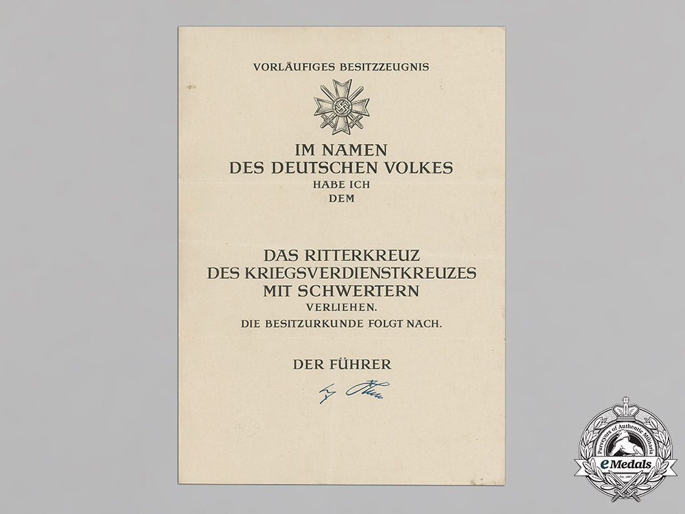 germany,_wehrmacht._a_very_scarce_unissued_award_document_for_a_knight’s_cross_of_the_war_merit_cross_with_swords_c18-044186