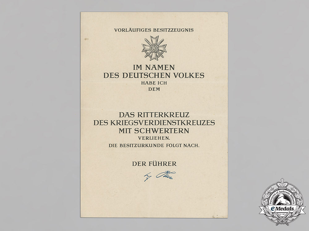 germany,_wehrmacht._a_very_scarce_unissued_award_document_for_a_knight’s_cross_of_the_war_merit_cross_with_swords_c18-044186