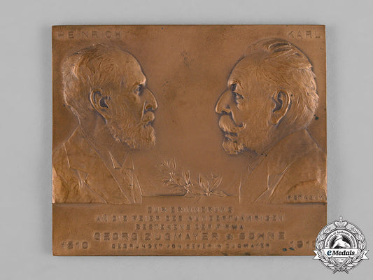 austria,_empire._a100_th_anniversary_plaque_for_georg_zugmayer&_söhne,_by_f._stiasny,_c.1910_c18-046441