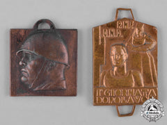 Italy, Kingdom. Two Fascist Badges, C.1935