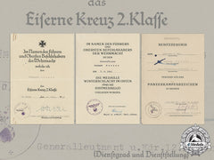 Germany, Heer. A Collection Of Award Documents To Panzer Reconnaissance Leutnant Gerhard Renner