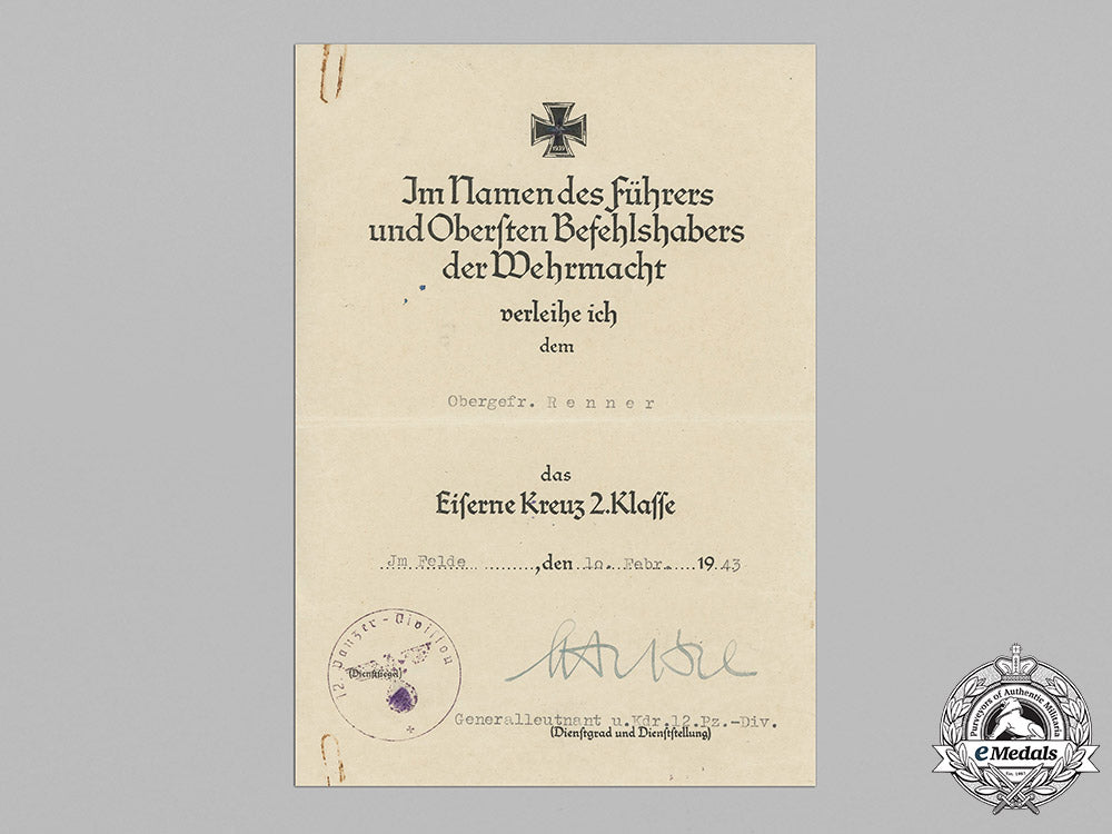 germany,_heer._a_collection_of_award_documents_to_panzer_reconnaissance_leutnant_gerhard_renner_c18-048767_1