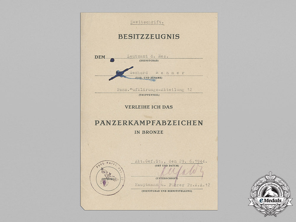 germany,_heer._a_collection_of_award_documents_to_panzer_reconnaissance_leutnant_gerhard_renner_c18-048768_1