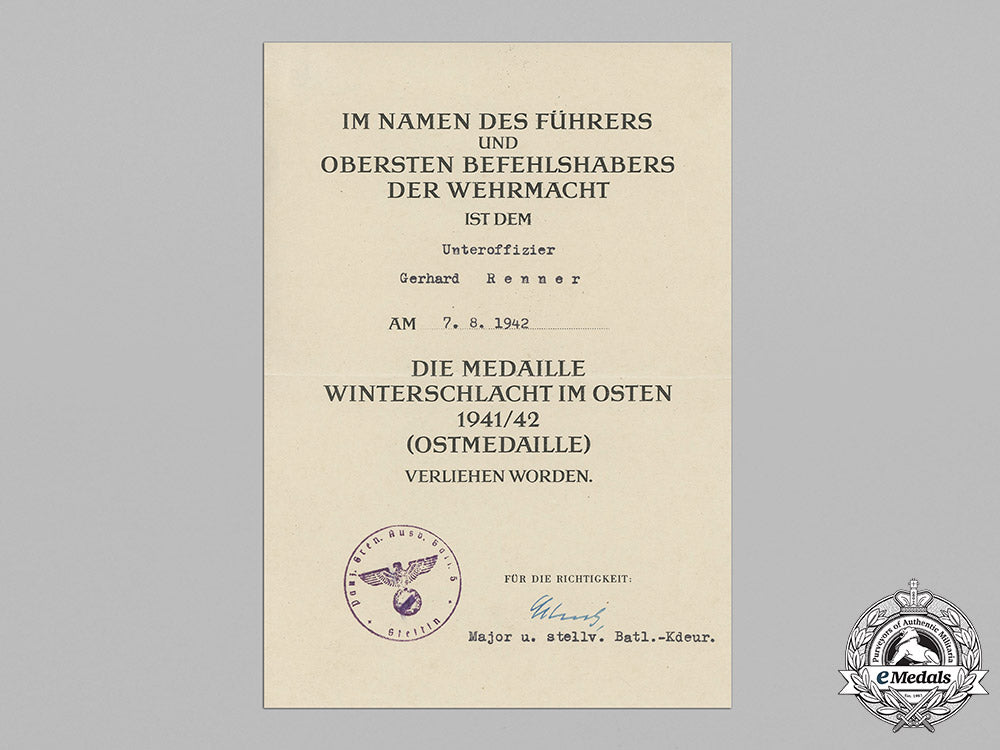 germany,_heer._a_collection_of_award_documents_to_panzer_reconnaissance_leutnant_gerhard_renner_c18-048769_1