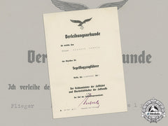 Germany, Luftwaffe. A Rare Glider Pilot Badge Award Document To Flieger Richard Schelp, C.1941