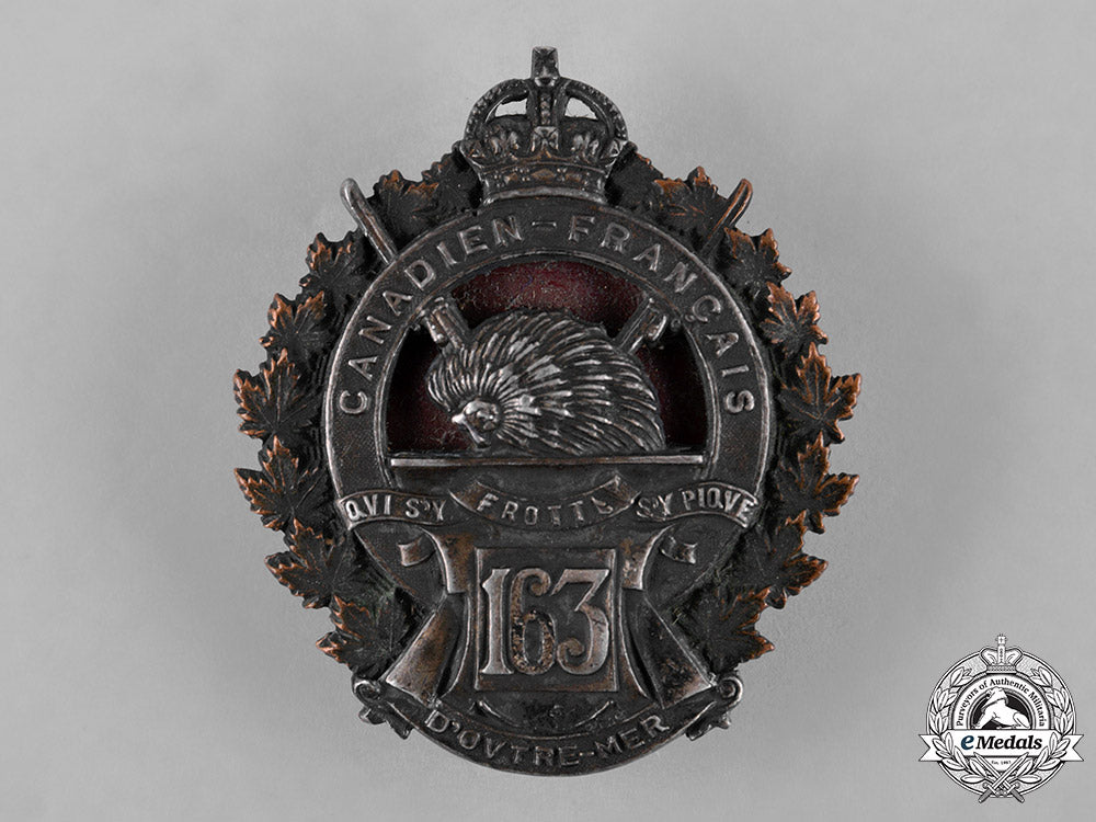 canada._a163_rd_infantry_battalion"_canadiens_francais"_officer's_cap_badge,_c.1915_c18-049983