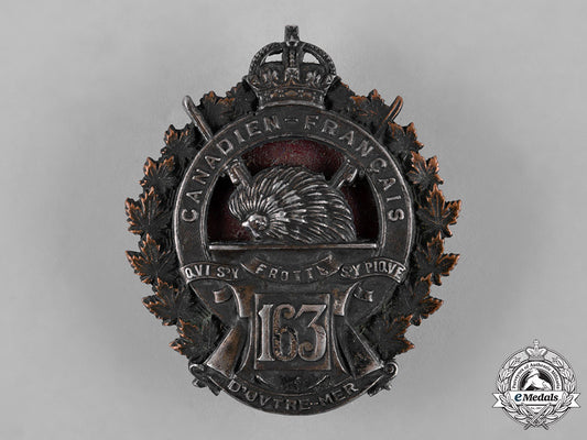 canada._a163_rd_infantry_battalion"_canadiens_francais"_officer's_cap_badge,_c.1915_c18-049983