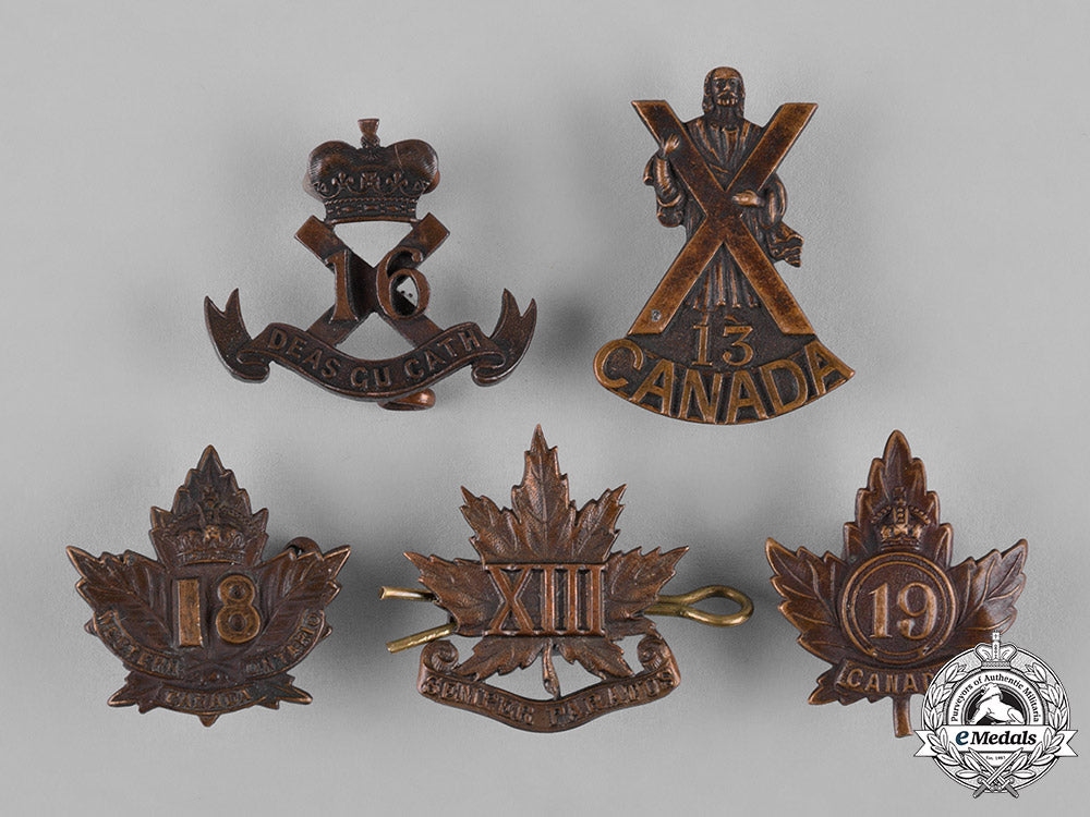 canada._a_lot_of_five_first_war_battalion_collar_badges_c18-050056