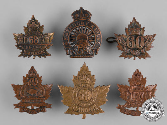 canada._a_lot_of_six_first_war_battalion_cap&_collar_badges_c18-050073