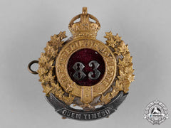 Canada. An 83Rd Joliette Regiment (Le Régiment De Joliette) Officer's Cap Badge, C.1914