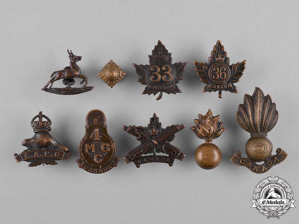canada._a_lot_of_eight_first_war_battalion_collar_badges&_insignia_c18-050119_1