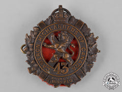 Canada. First War 43Rd Infantry Battalion "Cameron Highlanders" Glengarry Badge