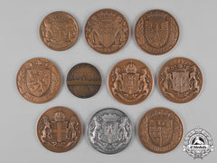 Netherlands, Kingdom. A Lot Of Ten Bronze Civic Medals