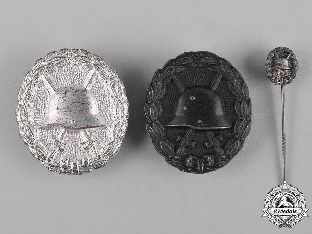 germany,_imperial._a_pair_of_wound_badges,_silver_and_black_grades,_and_a_stickpin_c18-053538