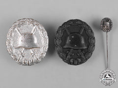 Germany, Imperial. A Pair Of Wound Badges, Silver And Black Grades, And A Stickpin